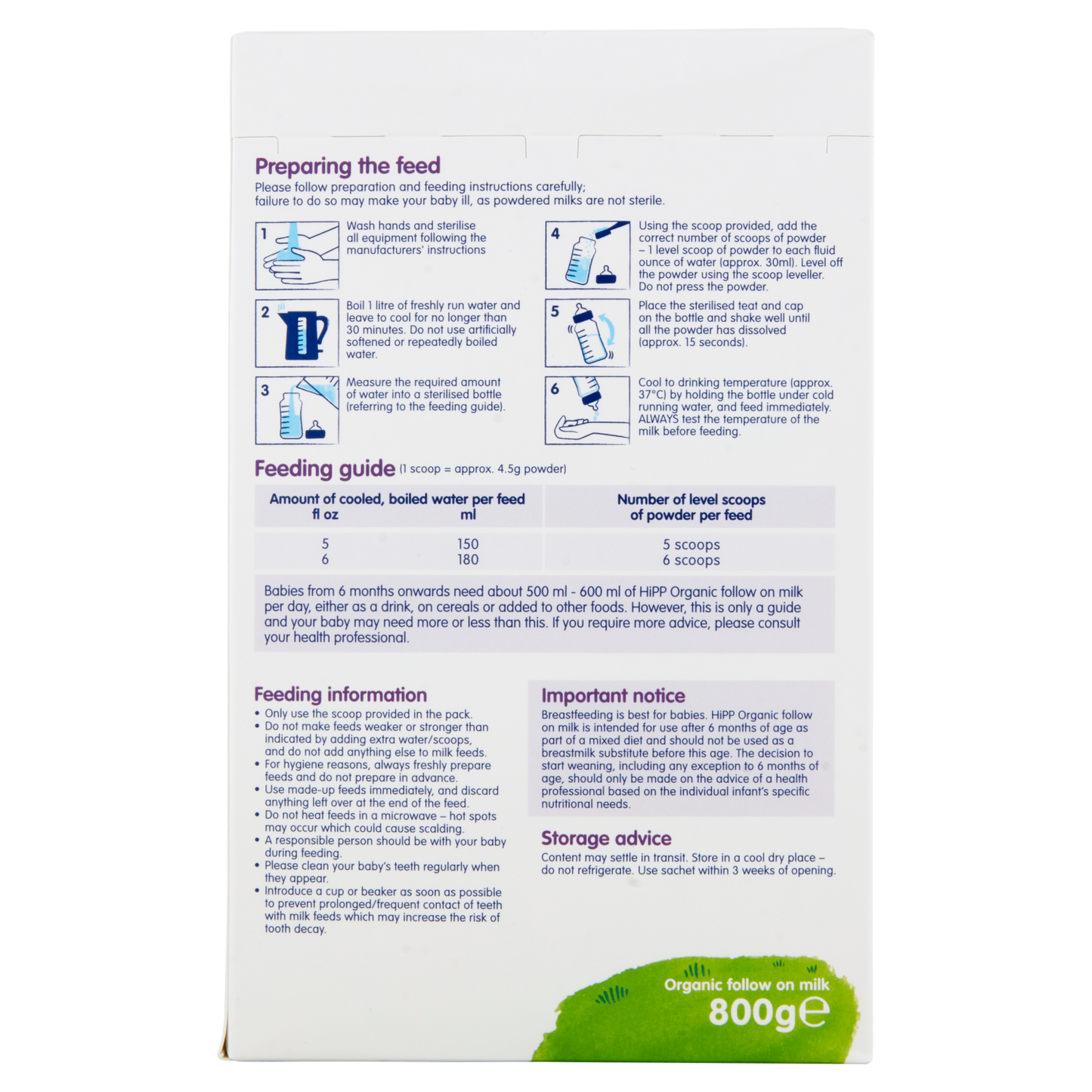 HiPP Organic 2 Combiotic Follow on Milk 6+ Months 800g