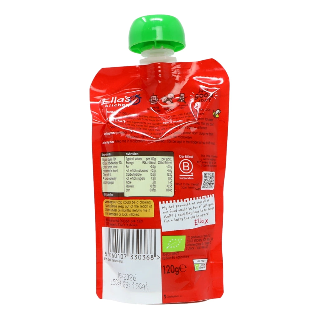 Ella's Kitchen Organic Strawberries and Apples Baby Pouch 4+ Months 120g