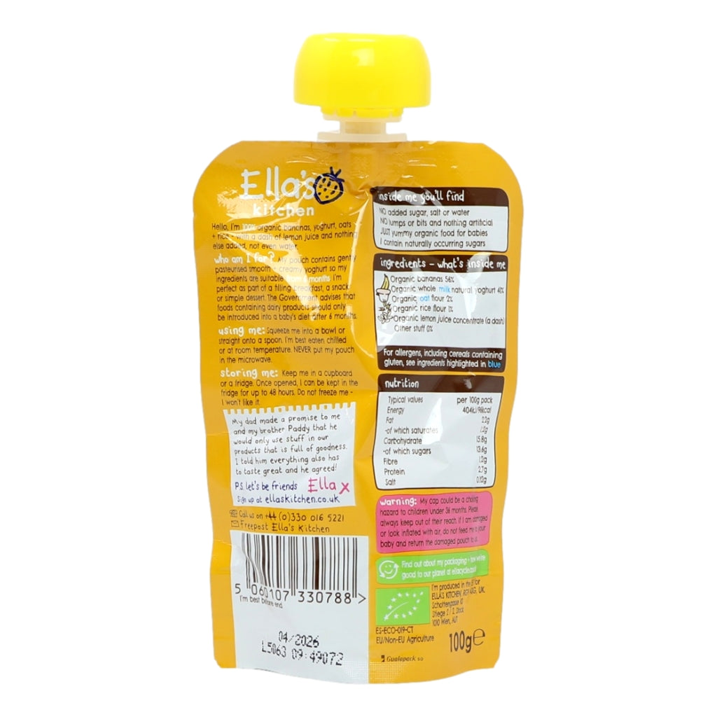 Ella's Kitchen Organic Banana Baby Brekkie Pouch 6+ Months 100g