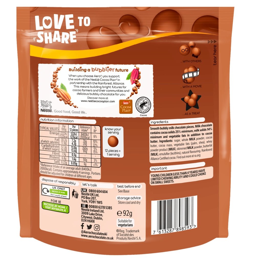 Aero Chocolate Melts 92g - UK Food & Drink - 7613287898593
