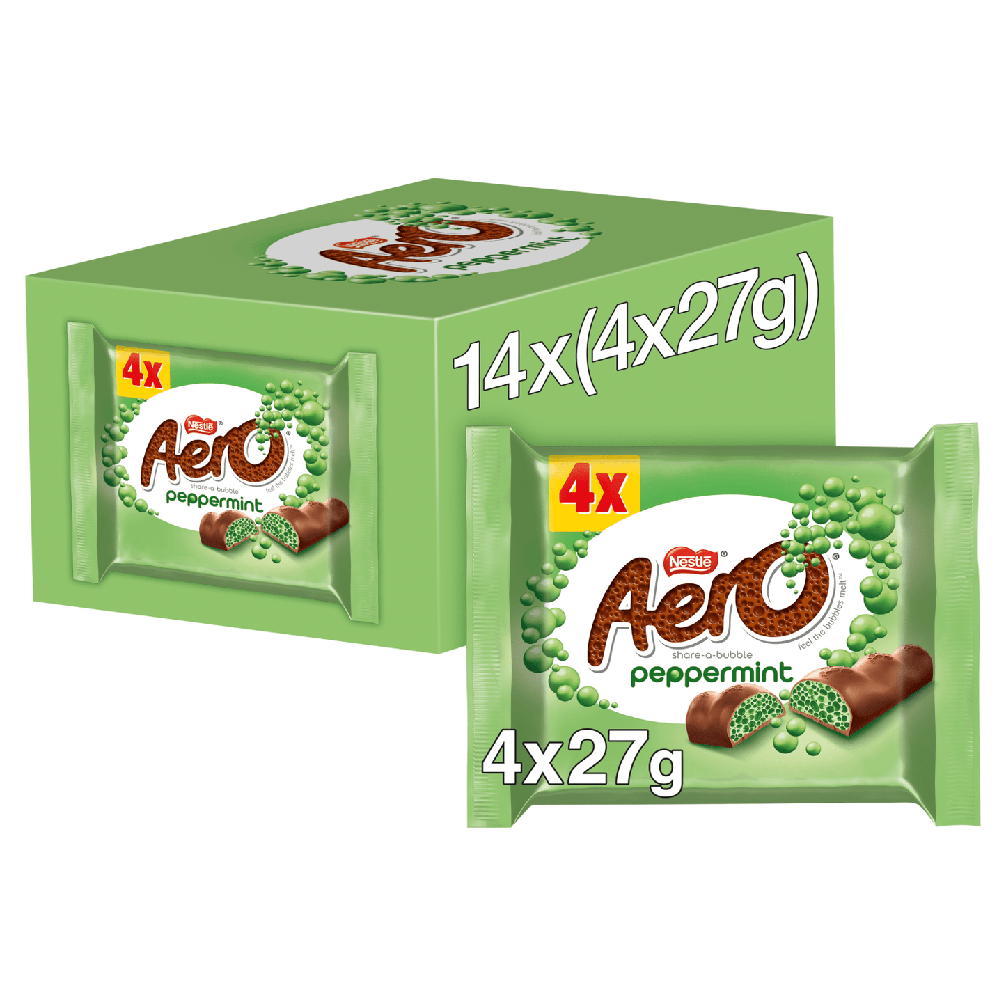 Aero Peppermint Bars 4 x 27g (108g) - UK Food & Drink - 7613034919625