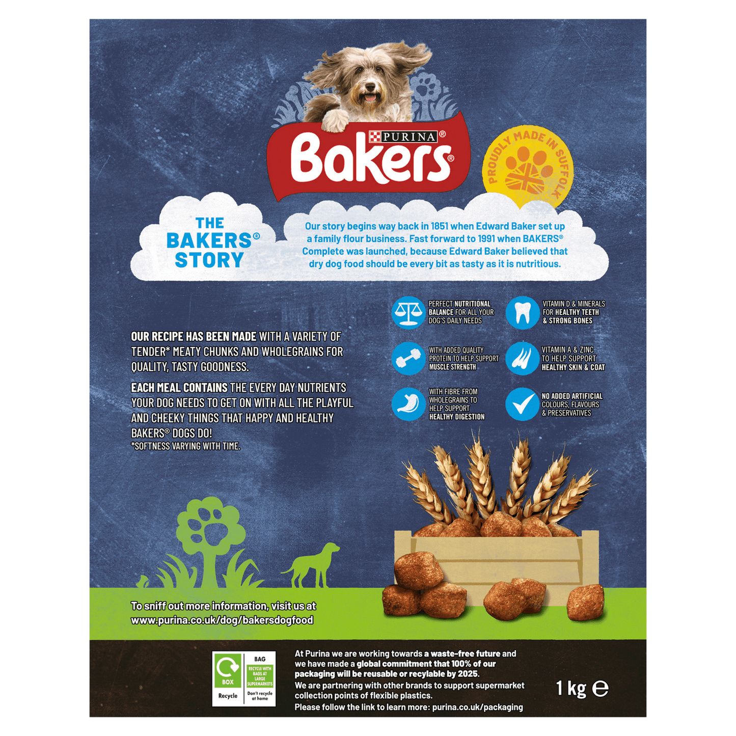 Bakers Meaty Meals Adult Dog Food with Beef 1kg - UK Food & Drink - 7613033401107