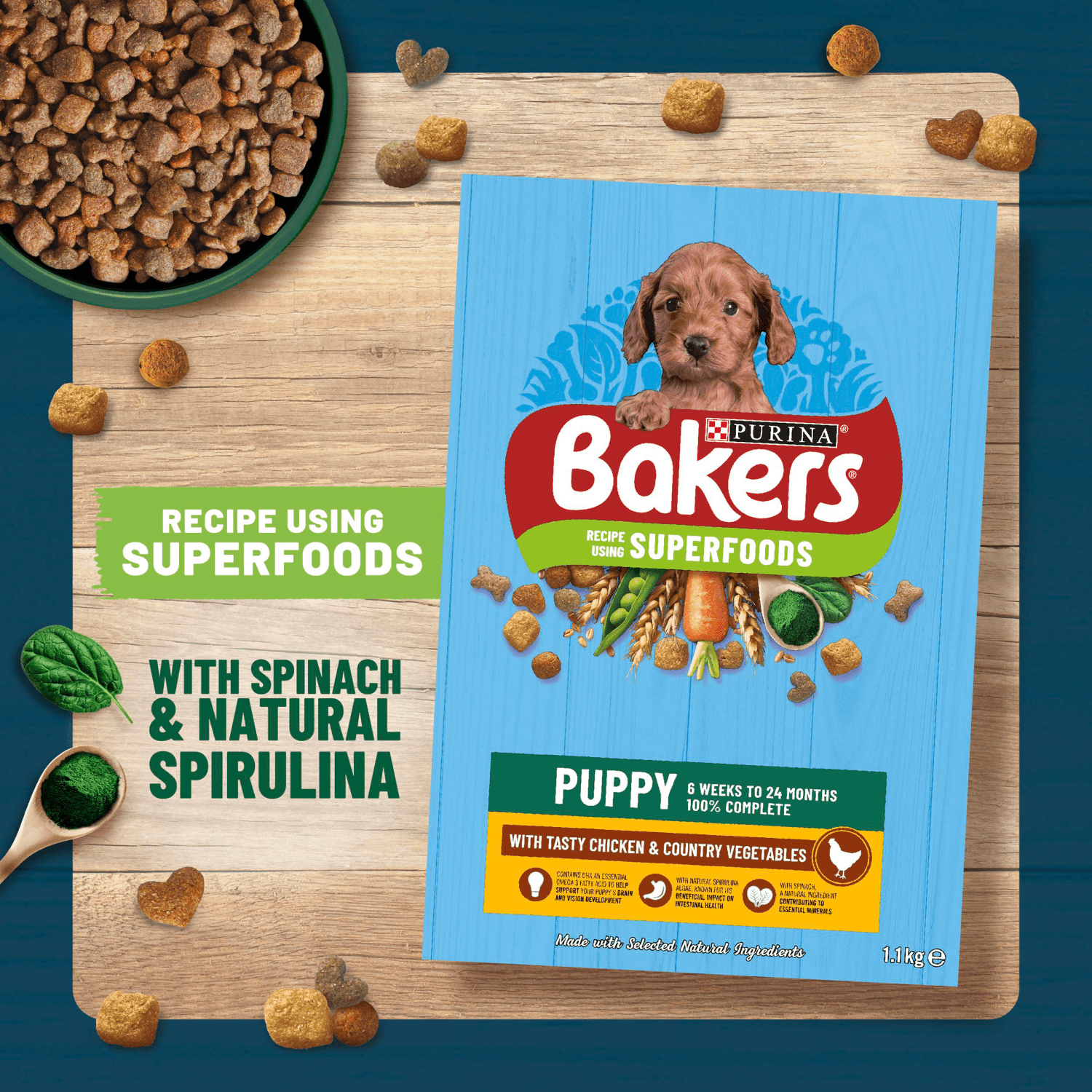 BAKERS Puppy Chicken with Vegetables Dry Dog Food 1.1kg - UK Food & Drink - 7613036288606