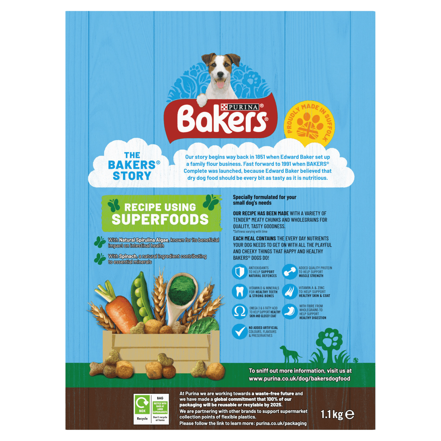 Bakers Small Dog with Tasty Beef & Country Vegetables 1.1kg - UK Food & Drink - 7613036287708