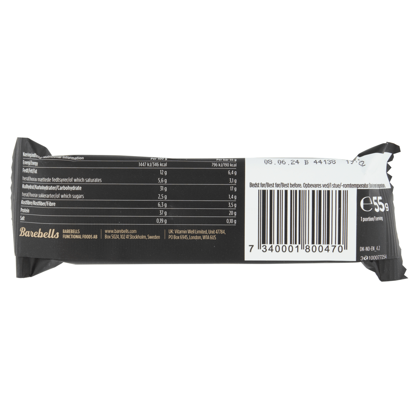 Barebells Protein Bar Cookies & Cream 55g - UK Food & Drink - 7340001800470