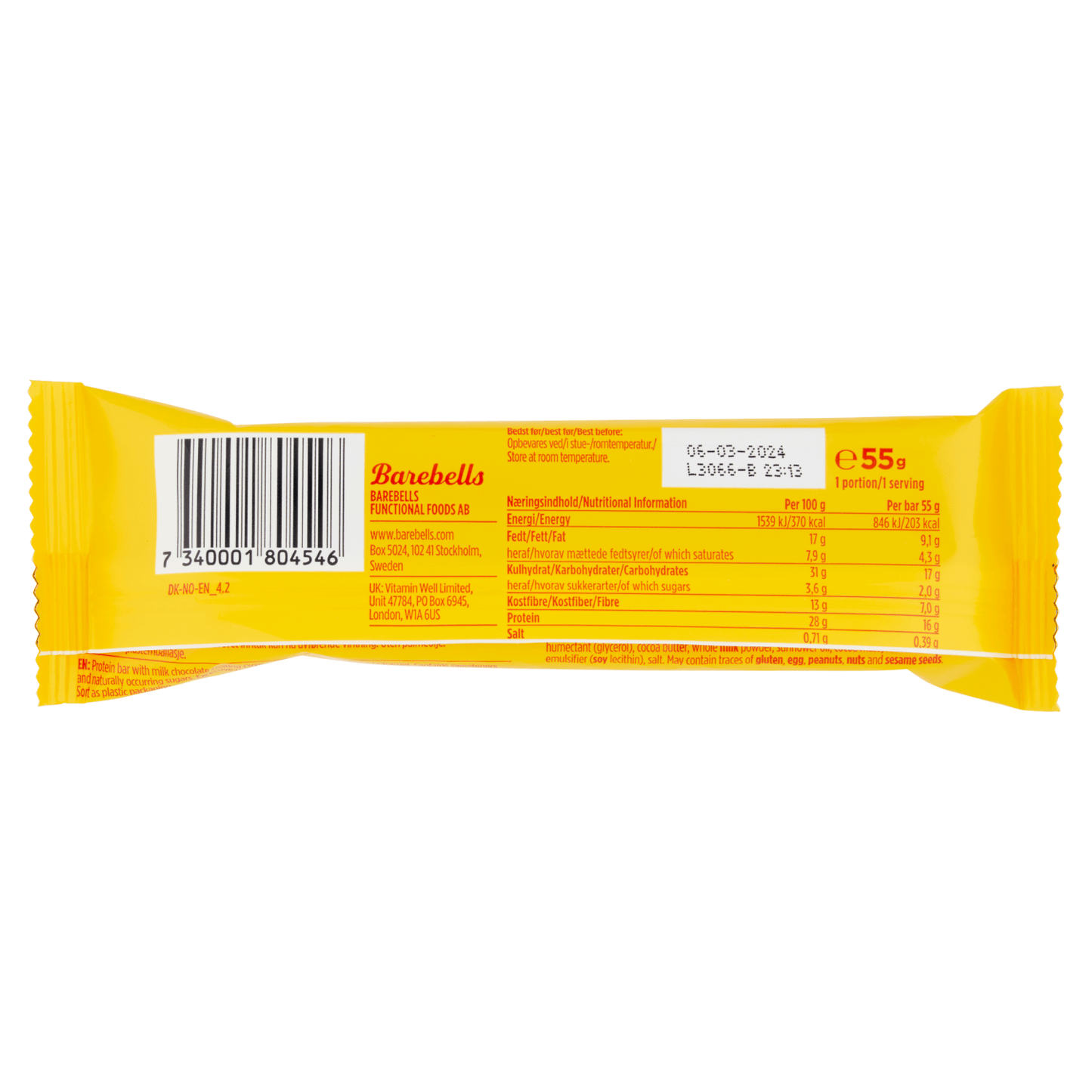 Barebells Soft Protein Bar Caramel Choco 55g - UK Food & Drink - 7340001804546
