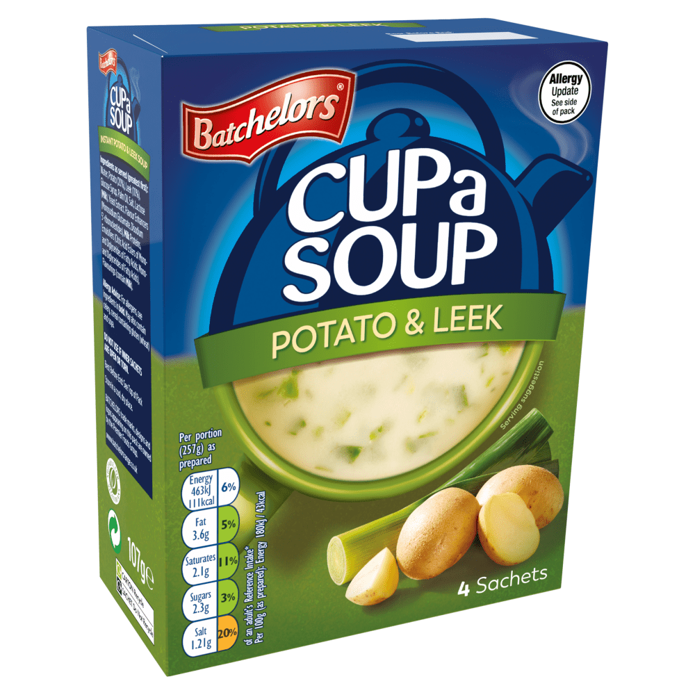 Batchelors Cup a Soup Potato & Leek 4 Sachets 107g - UK Food & Drink - 5000175413310