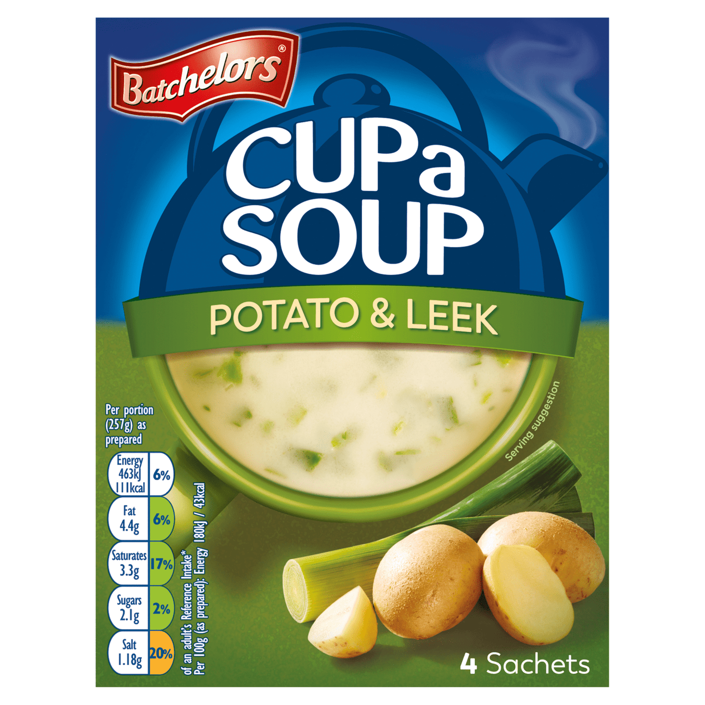 Batchelors Cup a Soup Potato & Leek 4 Sachets 107g - UK Food & Drink - 5000175413310