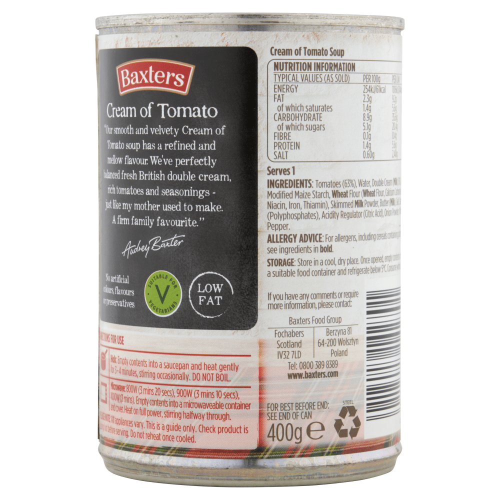 Baxters Favourites Cream of Tomato 400g - UK Food & Drink - 5012427142701