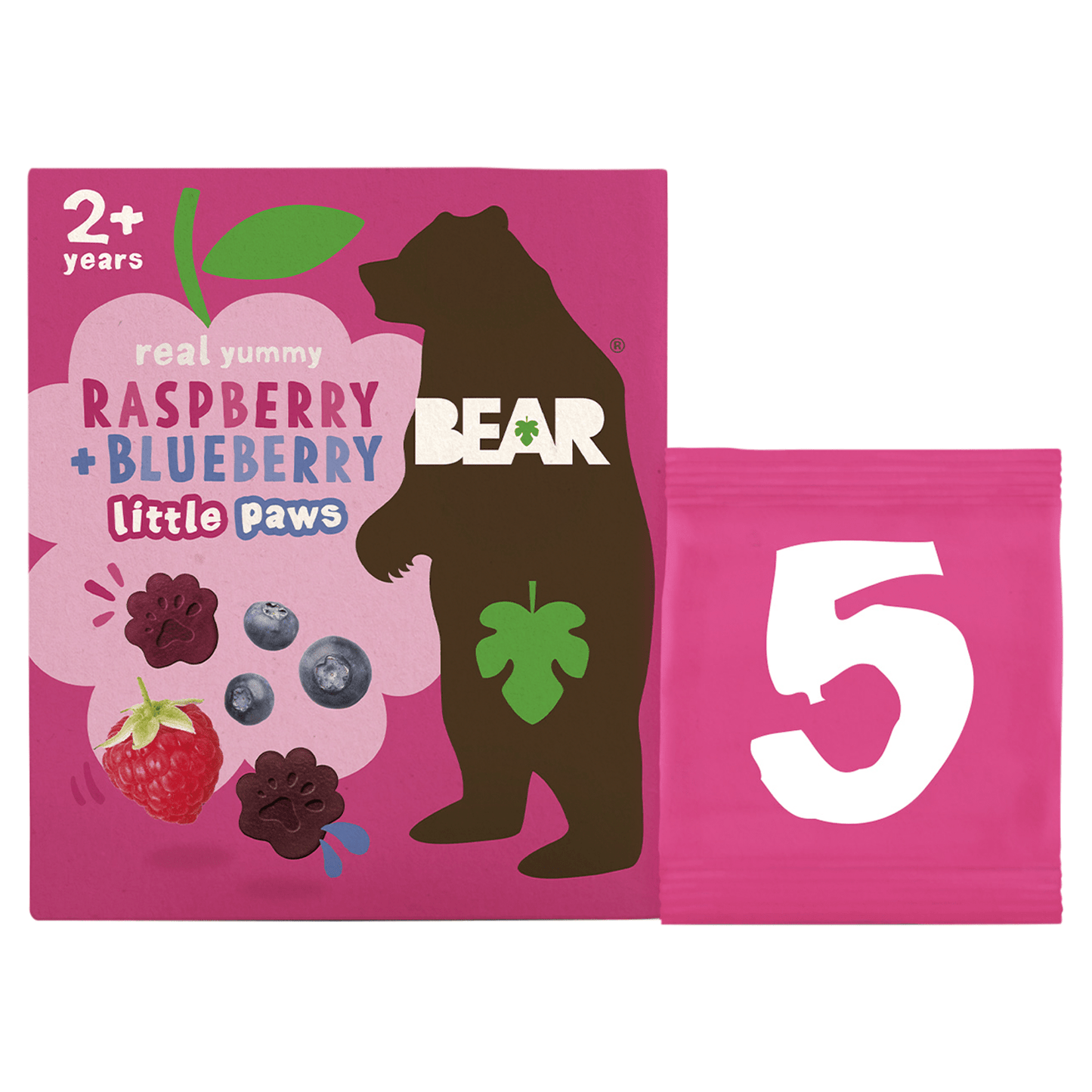 Bear Raspberry + Blueberry Little Paws 2+ Years 5 x 20g - UK Food & Drink - 5060139431521