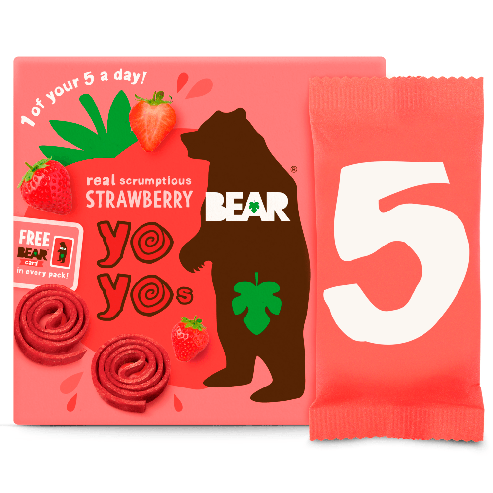 Bear Yoyos Real Fruit Scrumptious Strawberry 5 x 20g - UK Food & Drink - 5060139430364