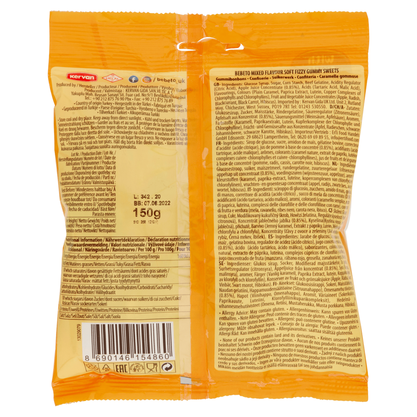 Bebeto Big Fizzy Mix 150g - UK Food & Drink - 8690146154860