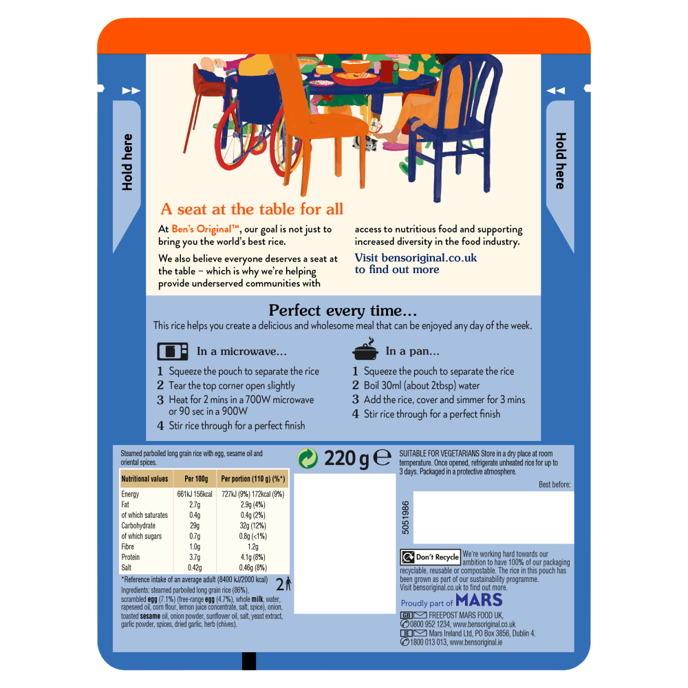 Bens Original Egg Fried Microwave Rice 220g - UK Food & Drink - 5010034013735