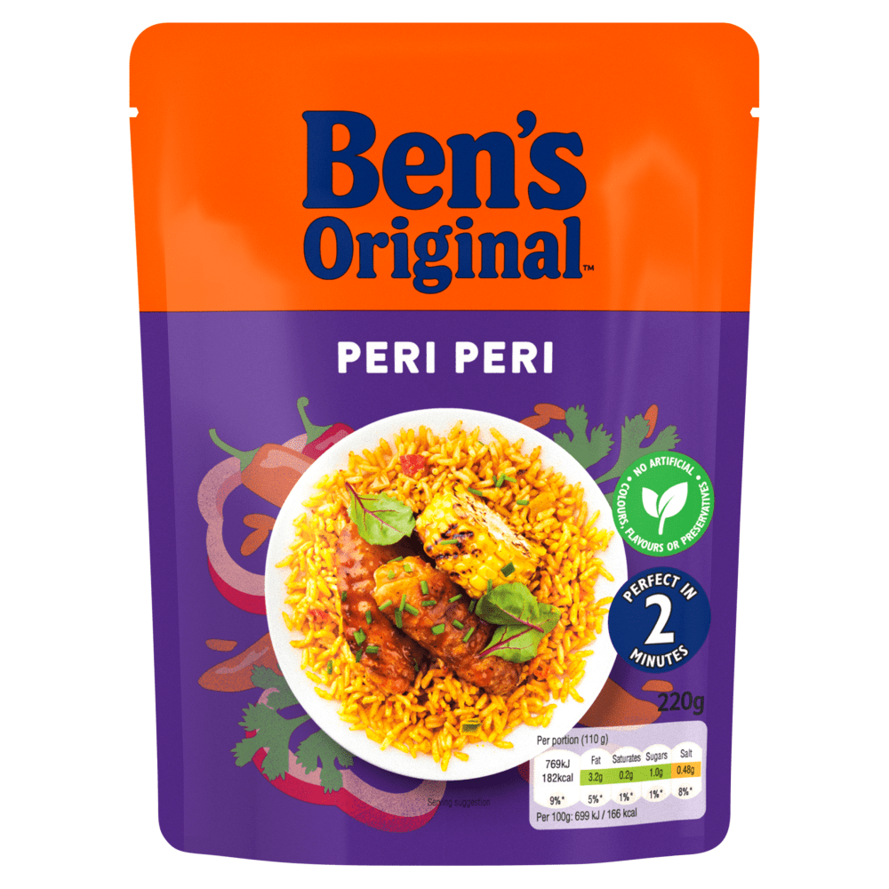 Ben's Original Peri Peri Microwave Rice 220g - UK Food & Drink - 5010034014299