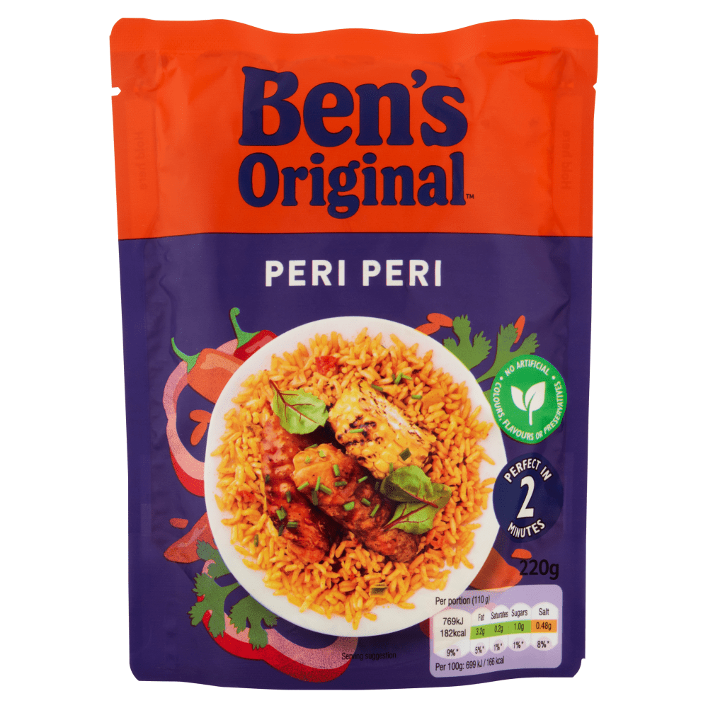 Ben's Original Peri Peri Microwave Rice 220g - UK Food & Drink - 5010034014299