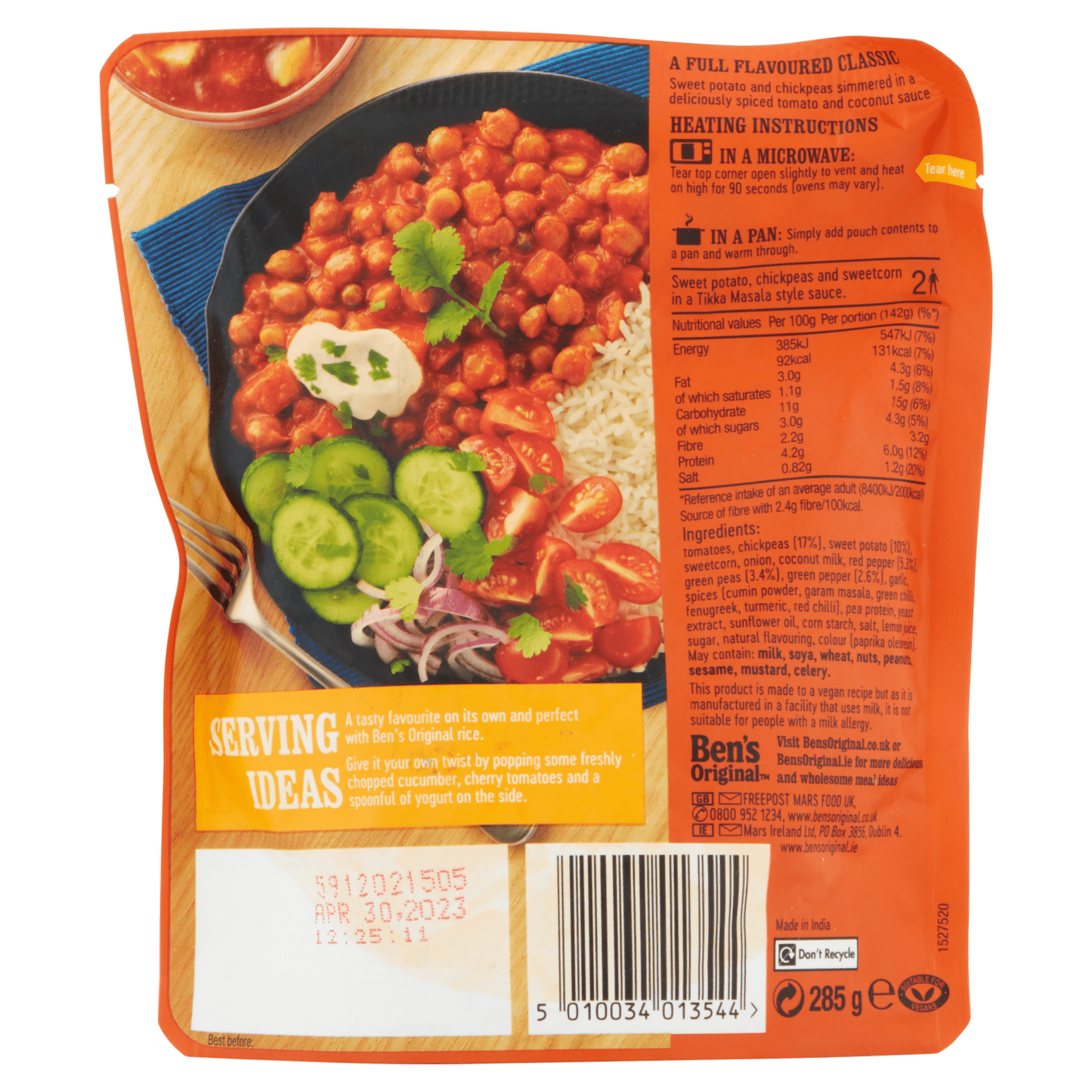 Ben's Plant Powered Tikka Masala Sweet Potato & Chickpea 285g - UK Food & Drink - 5010034013544