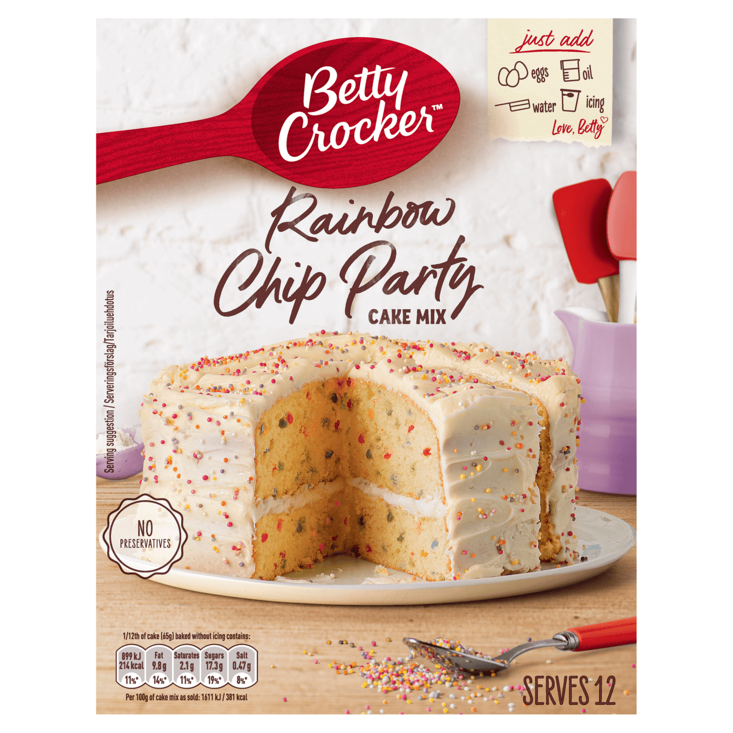 Betty Crocker Rainbow Chip Party Cake Mix 425g - UK Food & Drink - 5010084904861