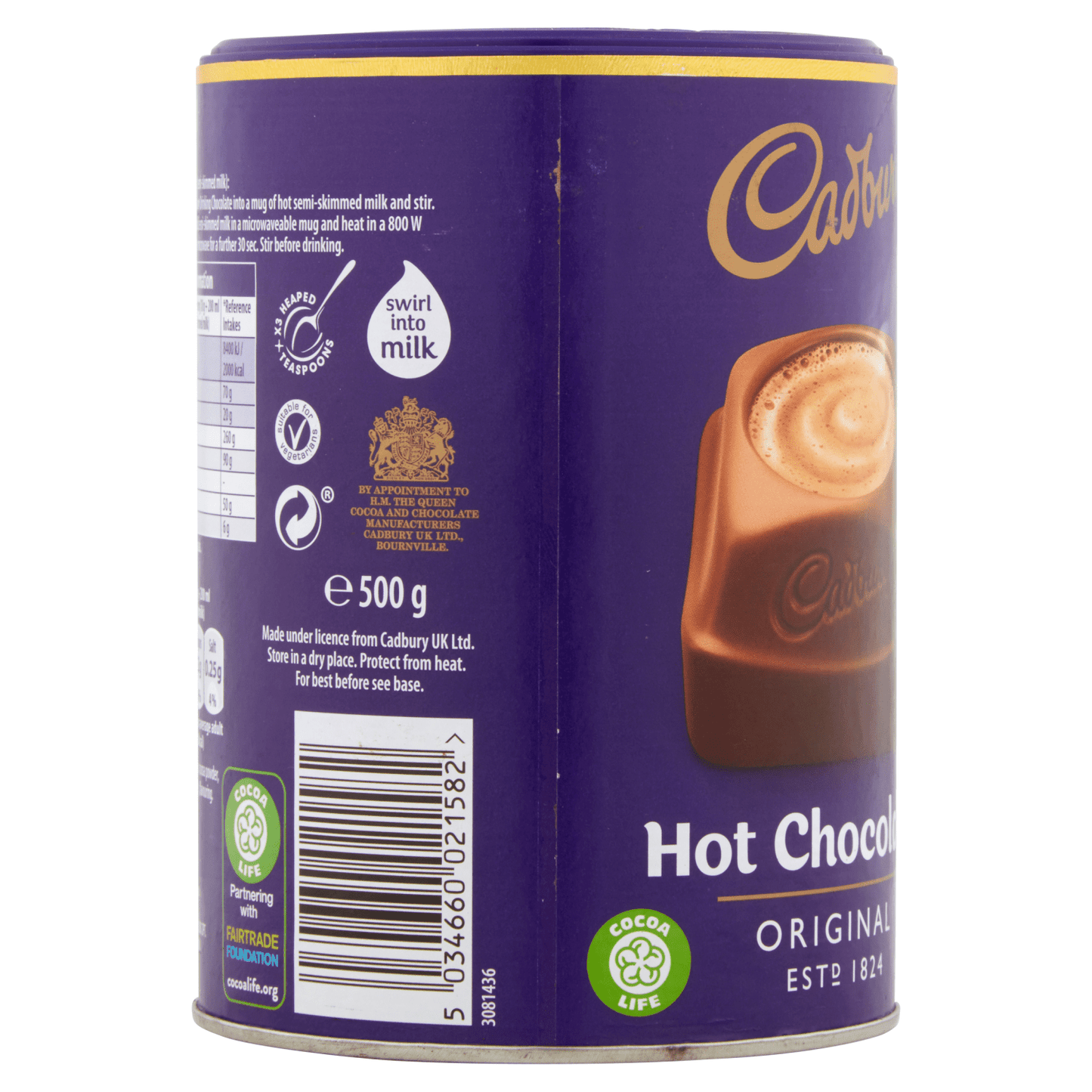 Cadbury Drinking Hot Chocolate 500g - UK Food & Drink - 5034660021582