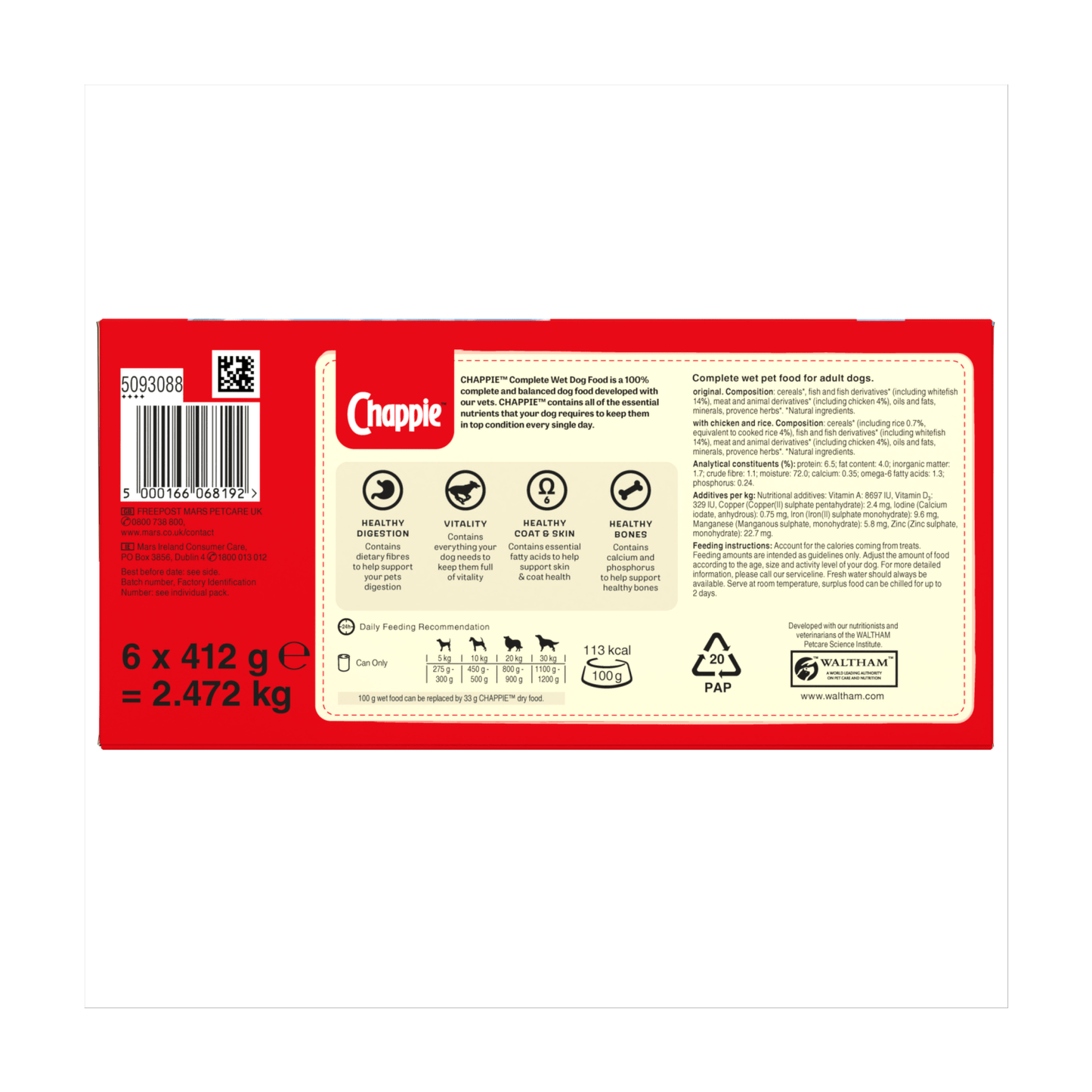 Chappie Adult Wet Dog Food Tins Favourites in Loaf 6 x 412g - UK Food & Drink - 5000166068192