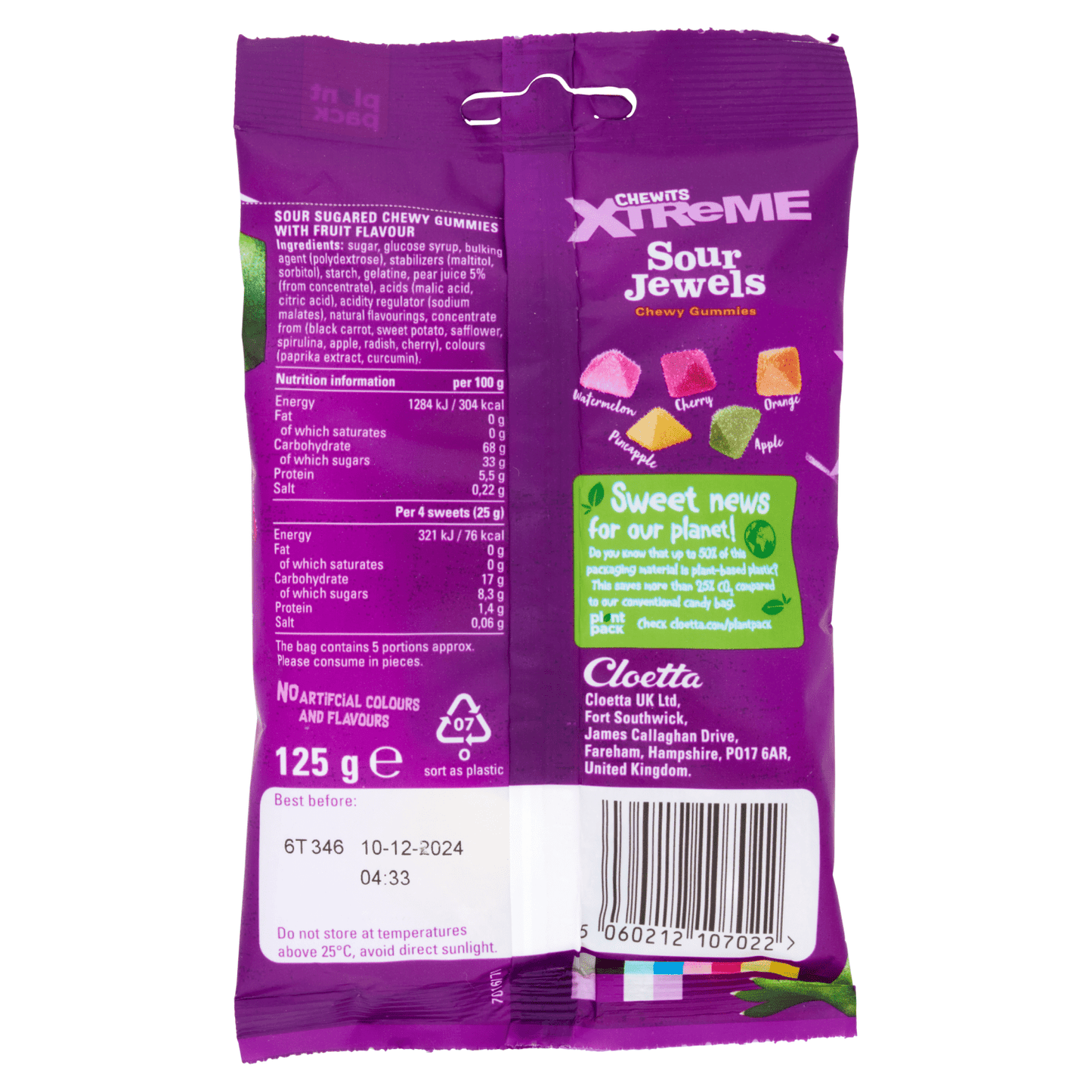 Chewits Xtreme Sour Jewels Chewy Gummies 125g - UK Food & Drink - 5060212107022