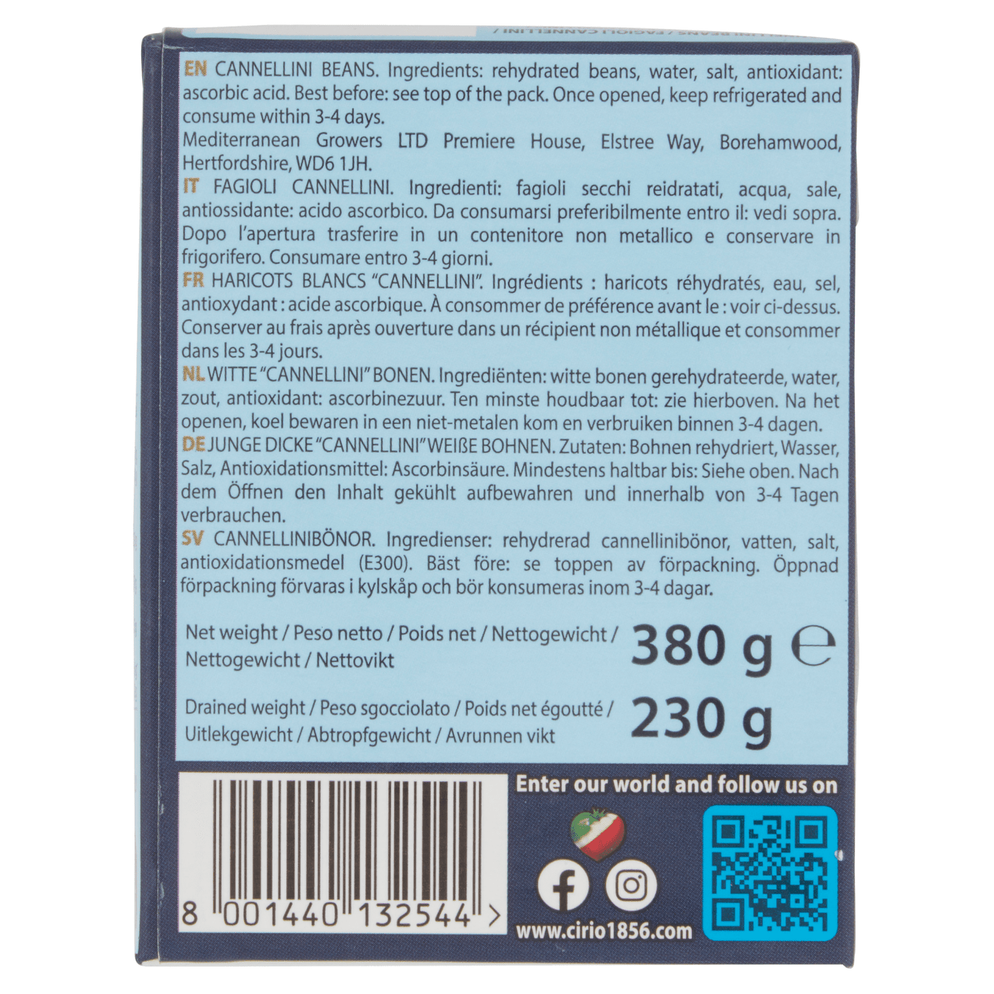 Cirio Cannellini Beans 380g - UK Food & Drink - 8001440132544