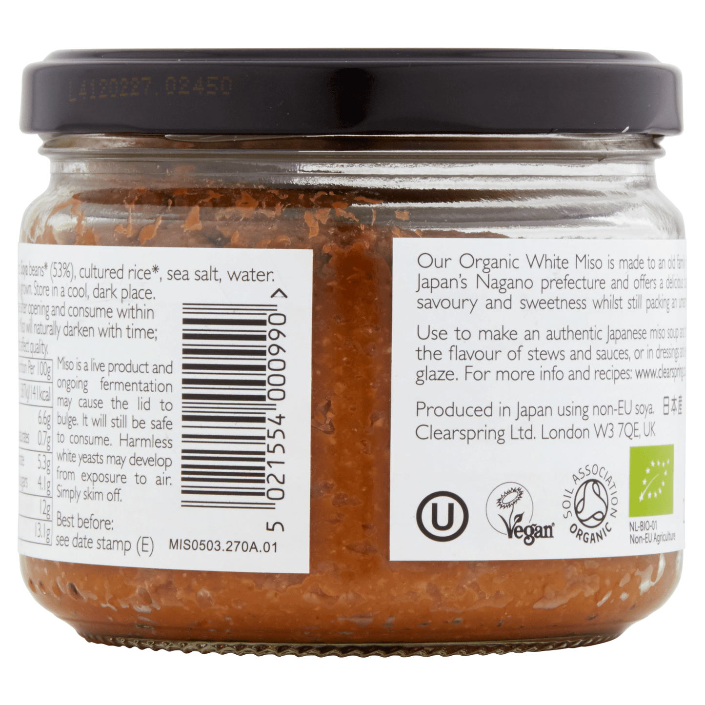 Clearspring Organic Japanese White Miso 270g - UK Food & Drink - 5021554000990