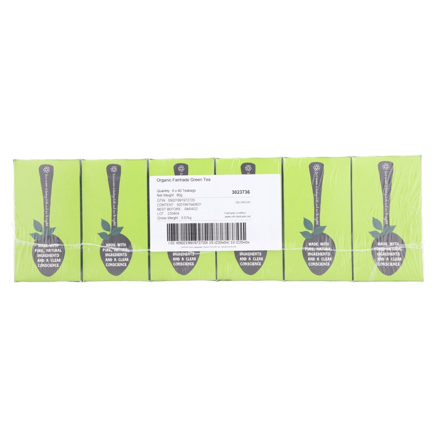 Clipper Fairtrade 40 Organic Green Tea in Unbleached, Plastic - Free Bags 80g - UK Food & Drink - 5021991942631