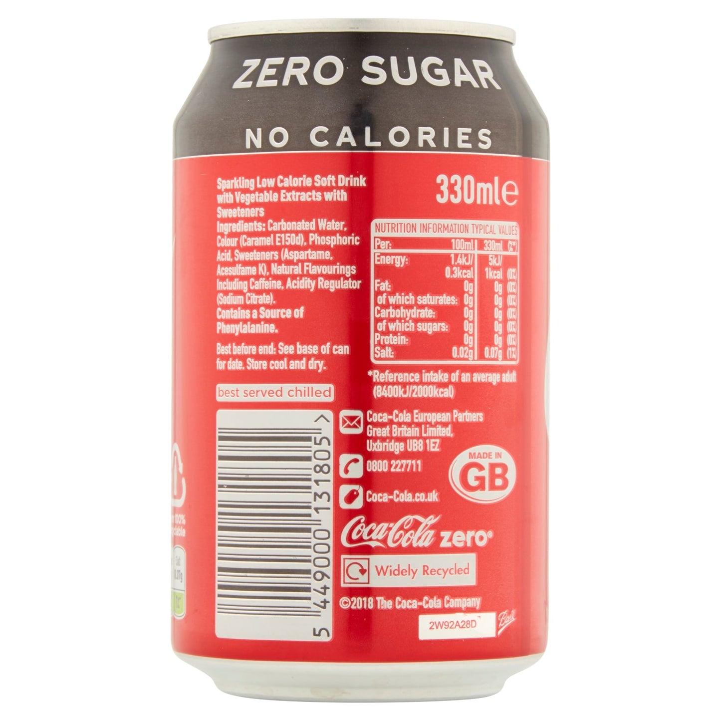 Coca - Cola Zero Sugar 330ml - UK Food & Drink - 5449000131805