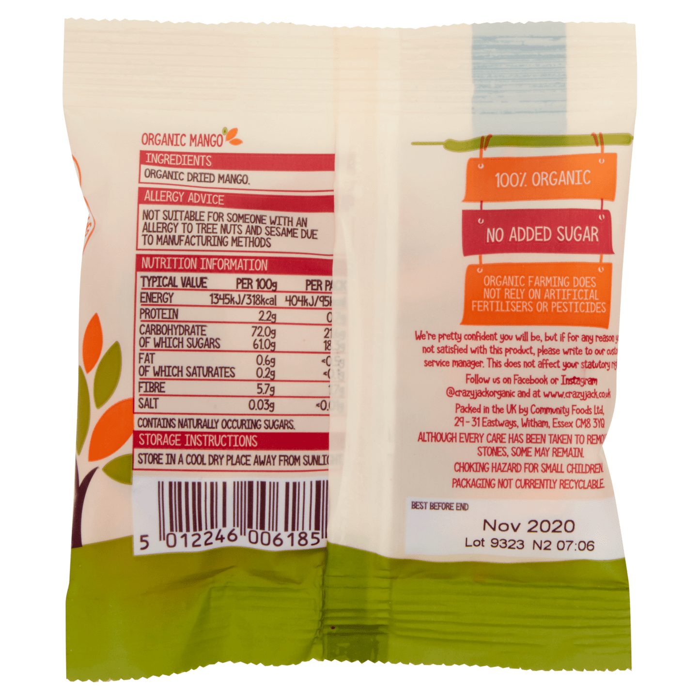 Crazy Jack Organic On - The - Go Mango 30g - UK Food & Drink - 5012246006185