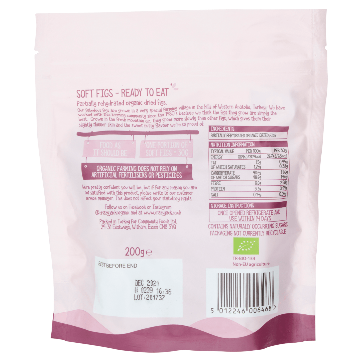 Crazy Jack Organic Soft Figs 200g - UK Food & Drink - 5012246006468