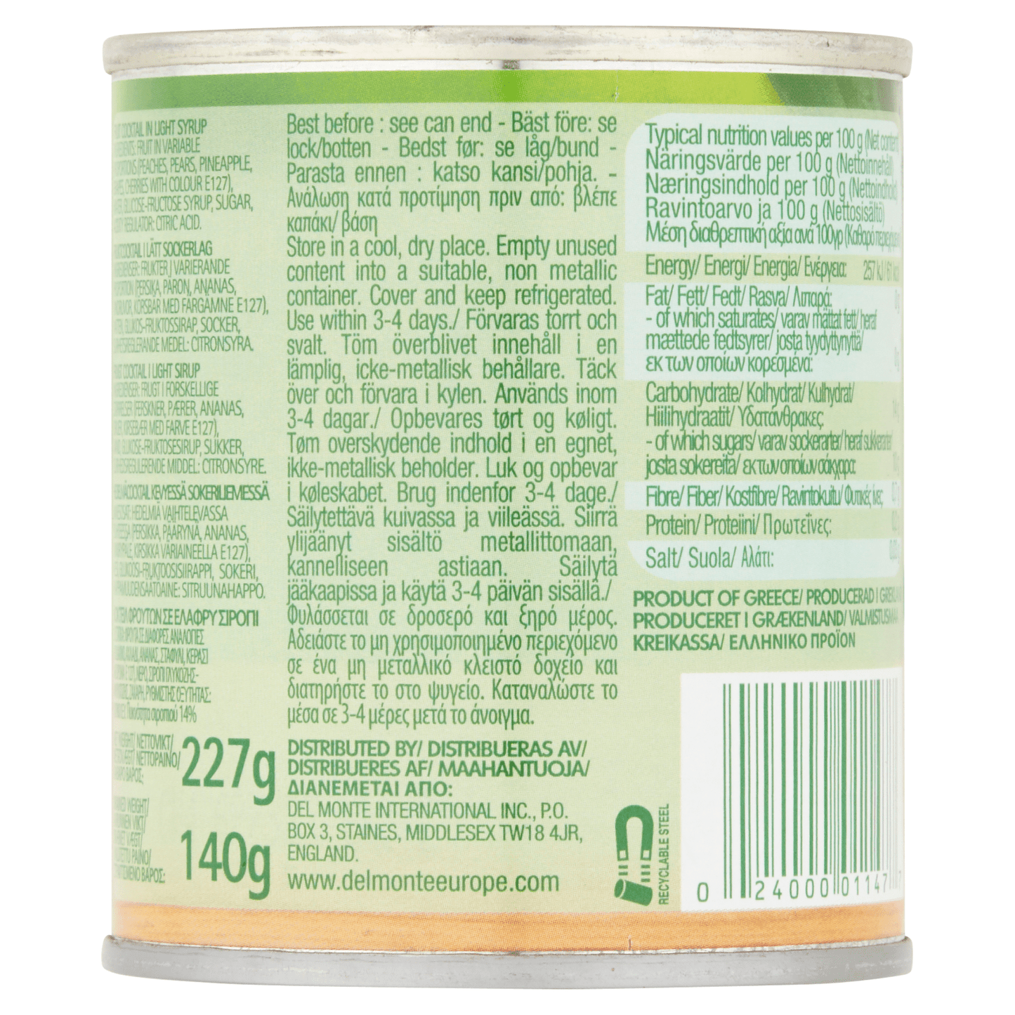 Del Monte Fruit Cocktail in Light Syrup 227g - UK Food & Drink - 24000011477