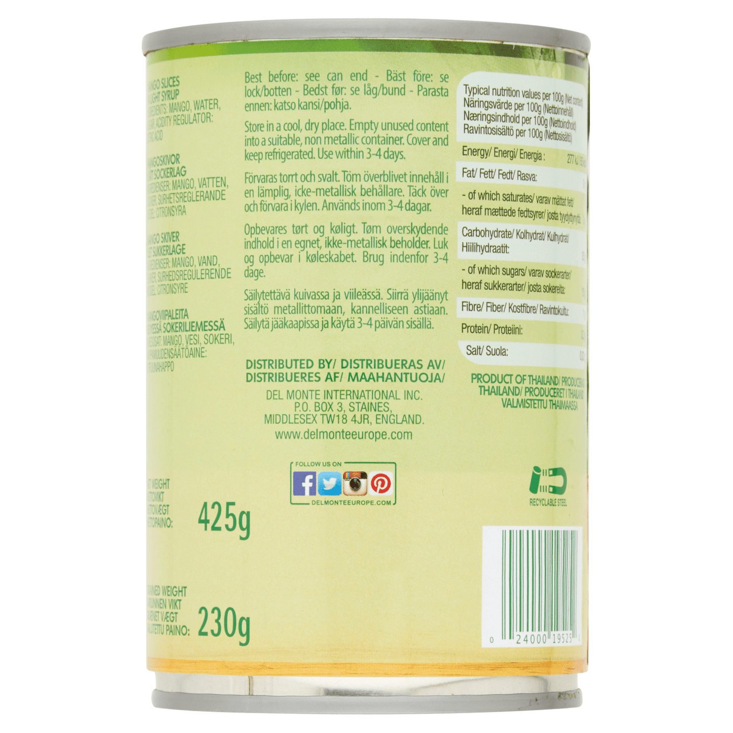 Del Monte Mango Slices in Light Syrup 425g - UK Food & Drink - 24000195252