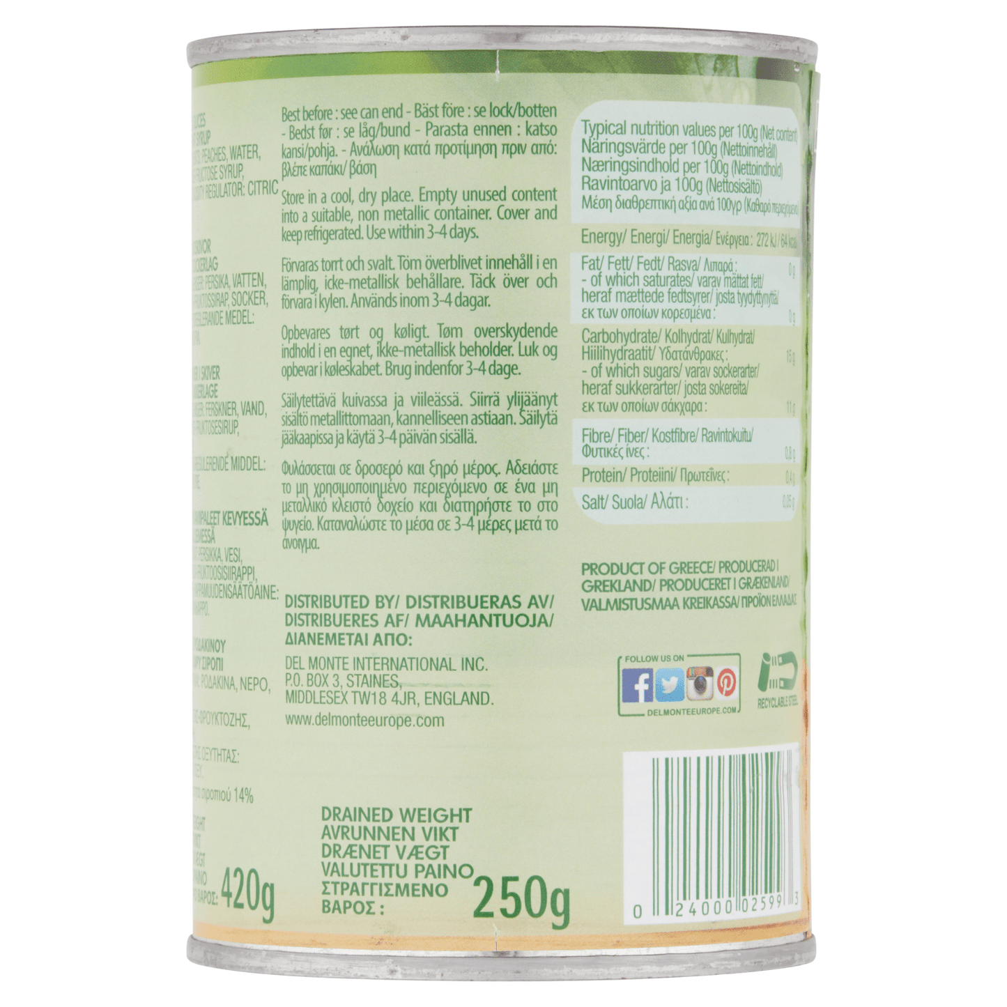 Del Monte Peach Slices in Light Syrup 420g - UK Food & Drink - 24000025993