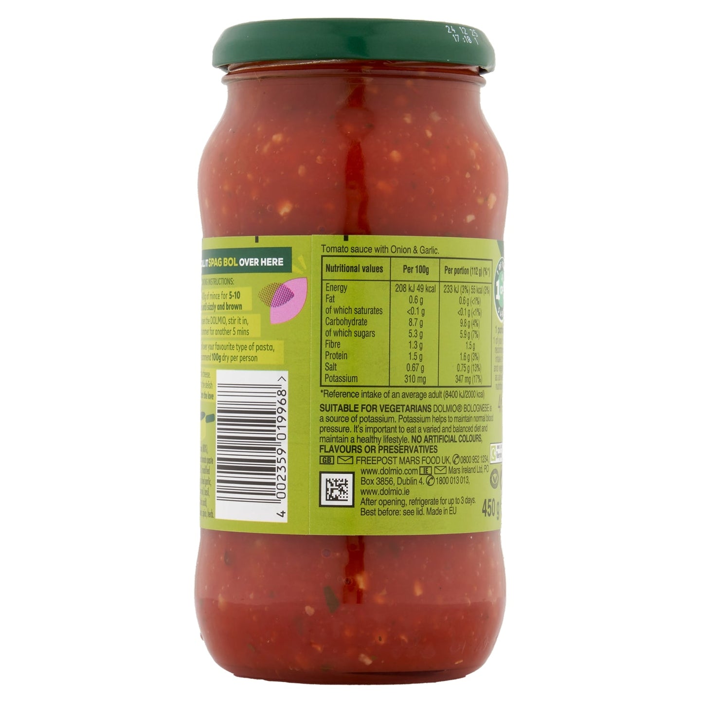 Dolmio Bolognese Onion & Garlic Sauce for Bolognese 450g - UK Food & Drink - 4002359019968