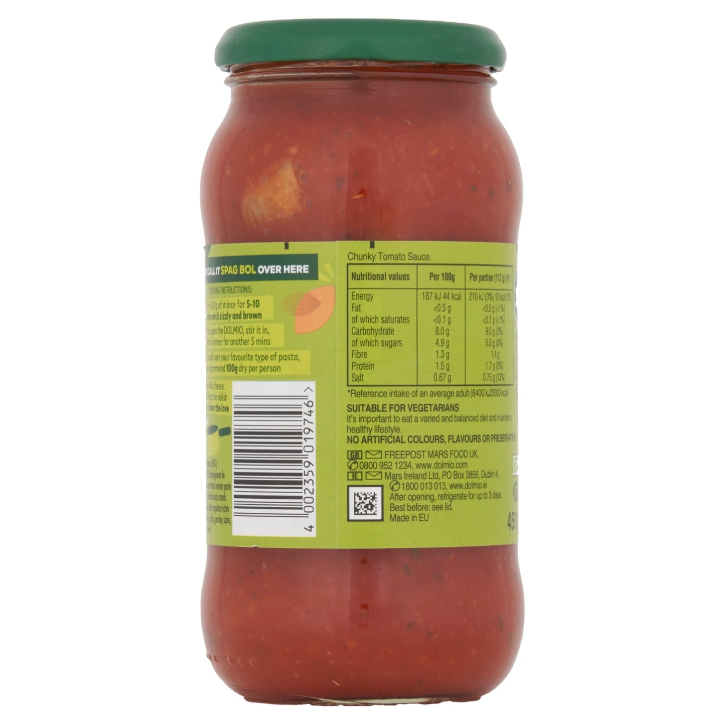 Dolmio Sauce for Bolognese Chunky Mushroom 450g - UK Food & Drink - 4002359019746