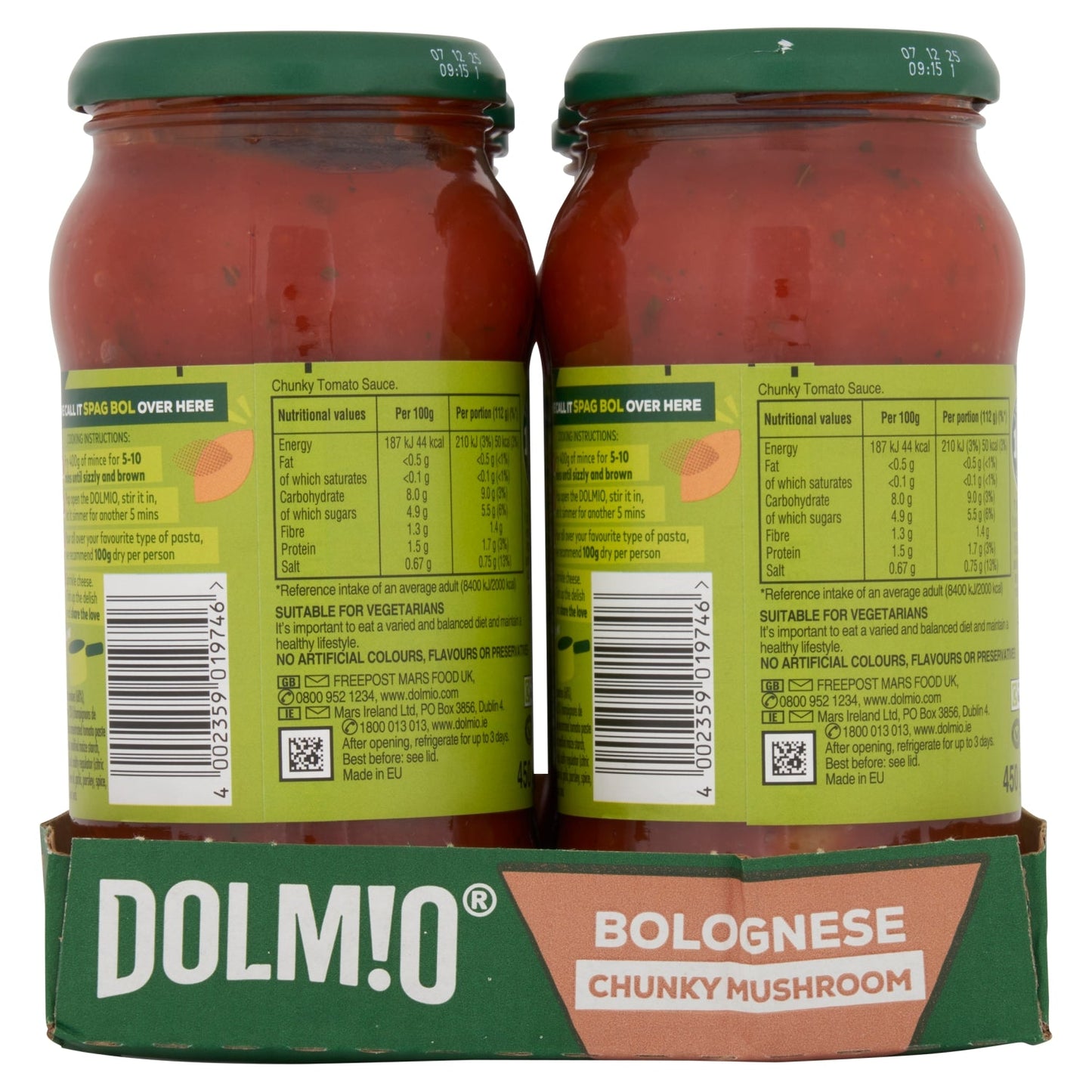 Dolmio Sauce for Bolognese Chunky Mushroom 450g - UK Food & Drink - 4002359019746