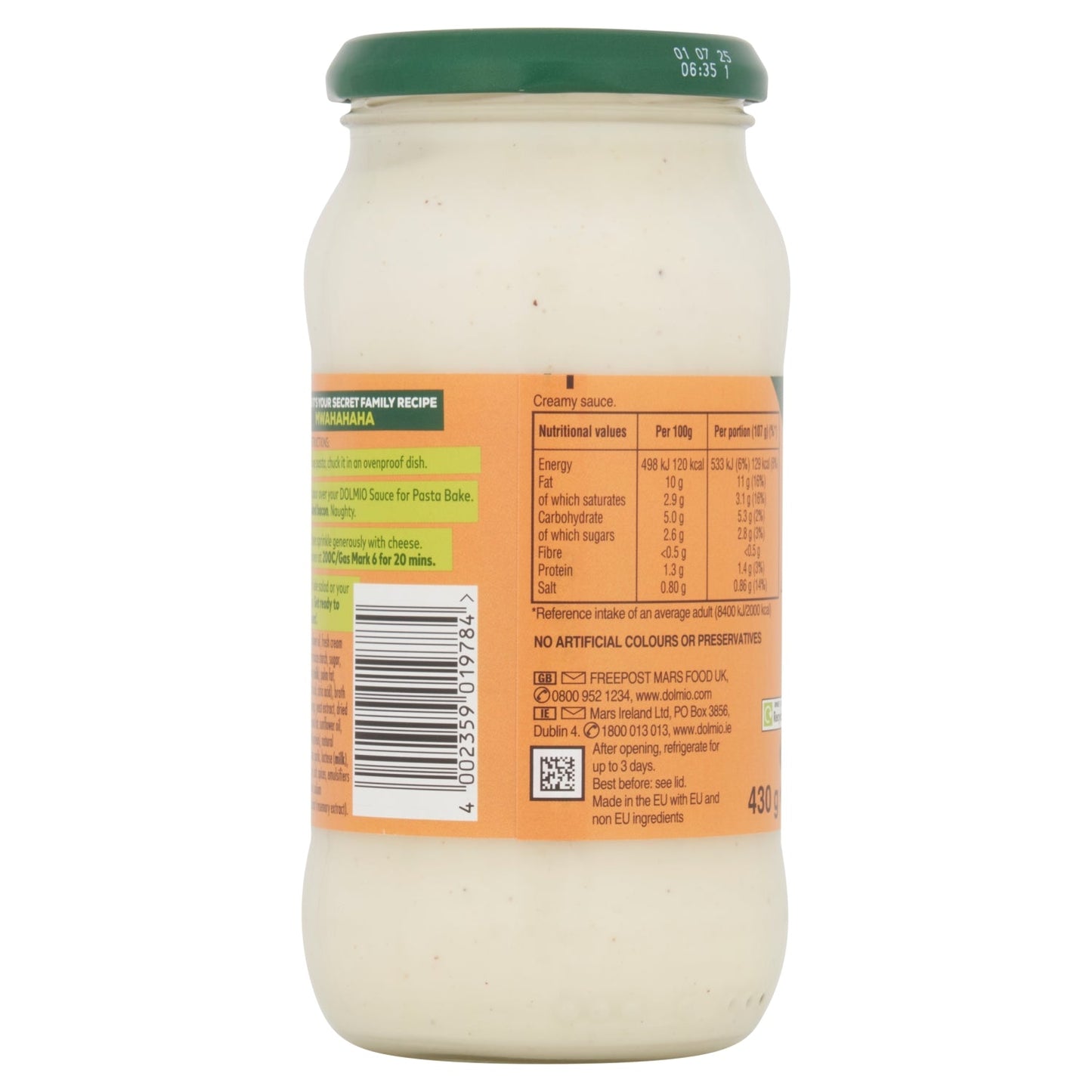 Dolmio Sauce for Pasta Bake Carbonara 430g - UK Food & Drink - 4002359019784