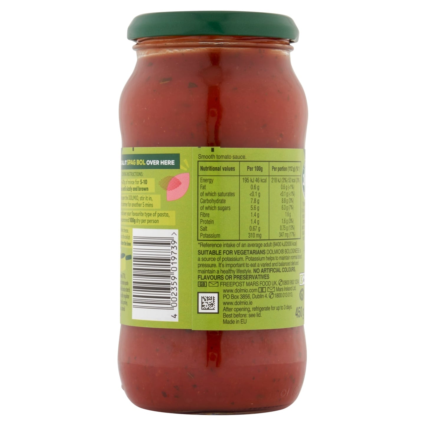 Dolmio Smooth Tomato Sauce for Bolognese 450g - UK Food & Drink - 4002359019739
