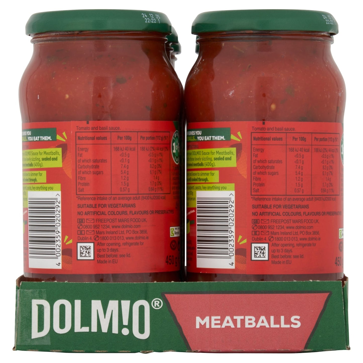 Dolmio Tomato & Basil Sauce for Meatballs 450g - UK Food & Drink - 4002359020292
