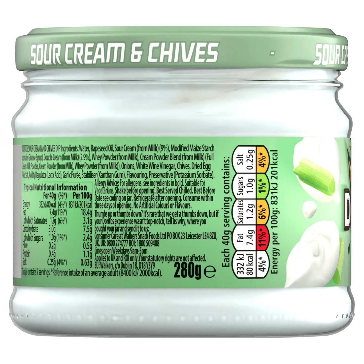 Doritos Cool Sour Cream & Chives Sharing Dip 280g - UK Food & Drink - 5000328014845