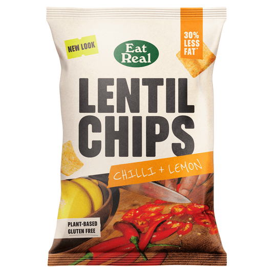 Eat Real Chilli + Lemon Lentil Chips 95g - UK Food & Drink - 5060878780416