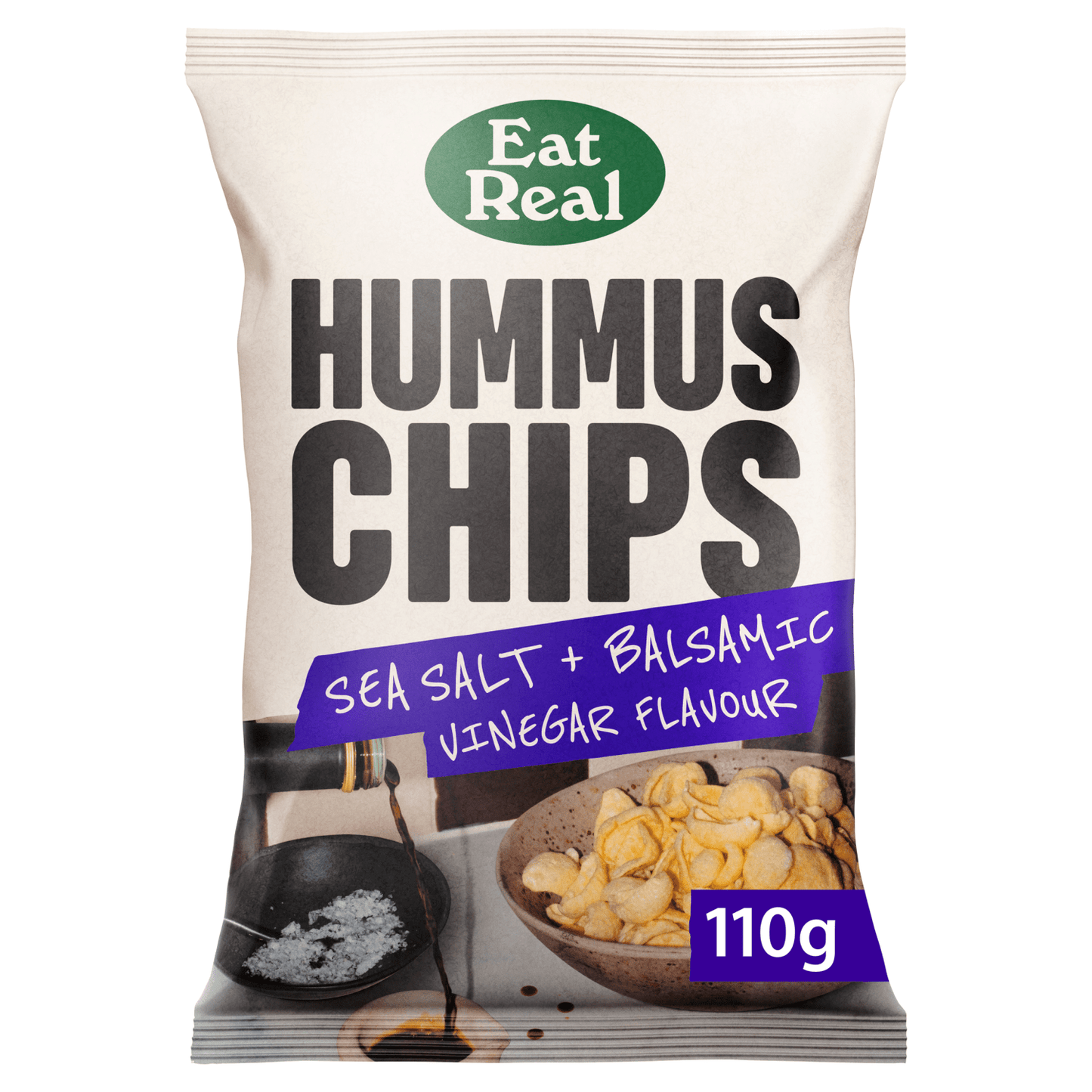 Eat Real Hummus Chips Sea Salt + Balsamic Vinegar Flavour 110g - UK Food & Drink - 5060878780393