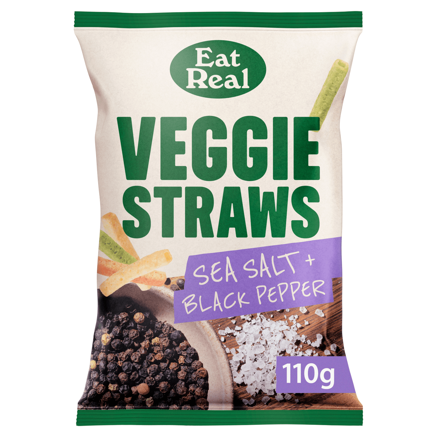 Eat Real Sea Salt + Black Pepper Veggie Straws 110g - UK Food & Drink - 5060878780751