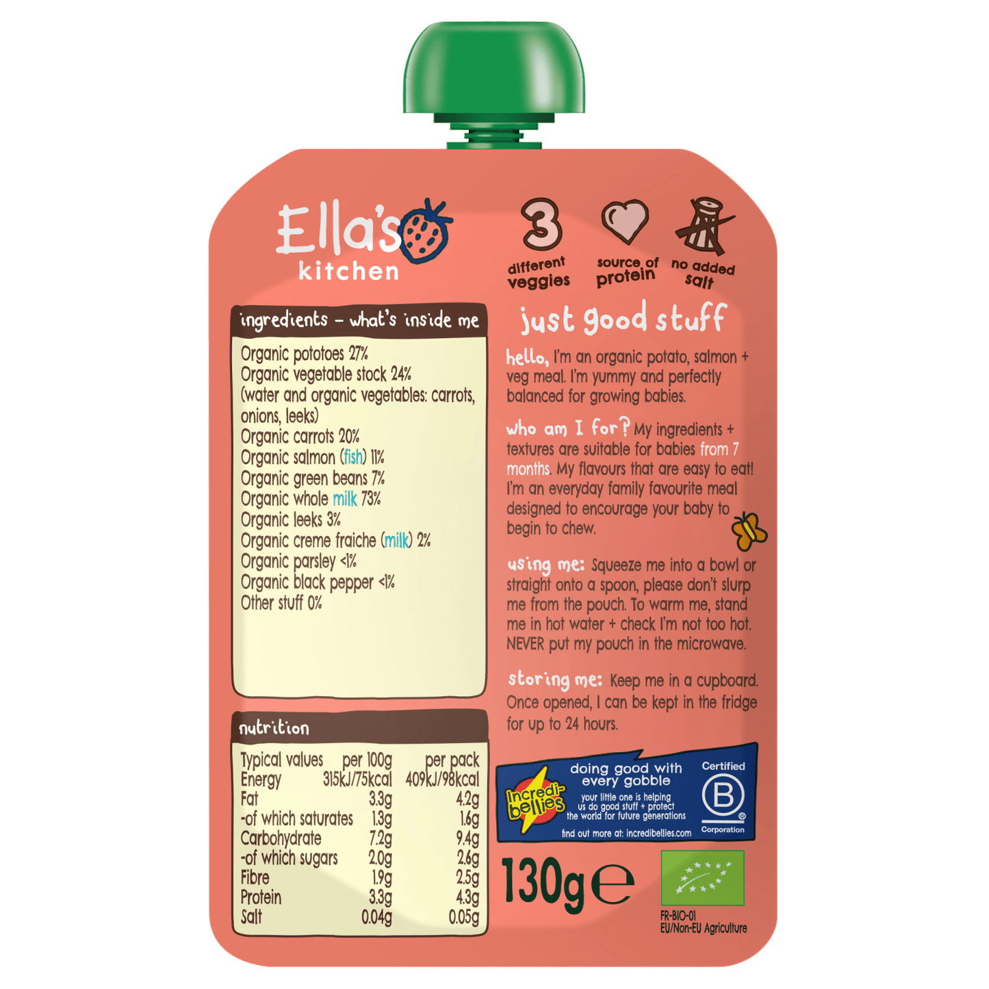 Ella's kitchen Fabulous Fish Pie with Green Beans 7+ Months 130g - UK Food & Drink - 5060107333918