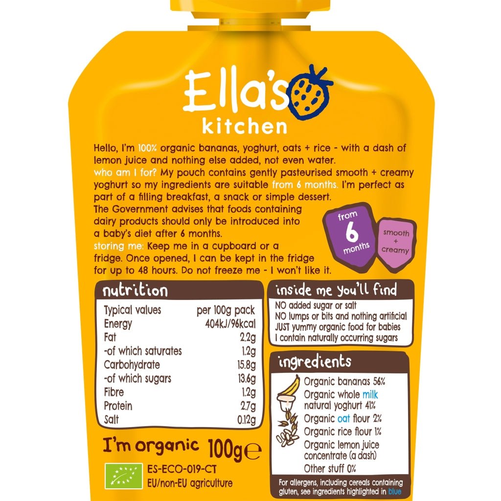 Ella's Kitchen Organic Banana Baby Brekkie Pouch 6+ Months 100g - UK Food & Drink - 5060107330788