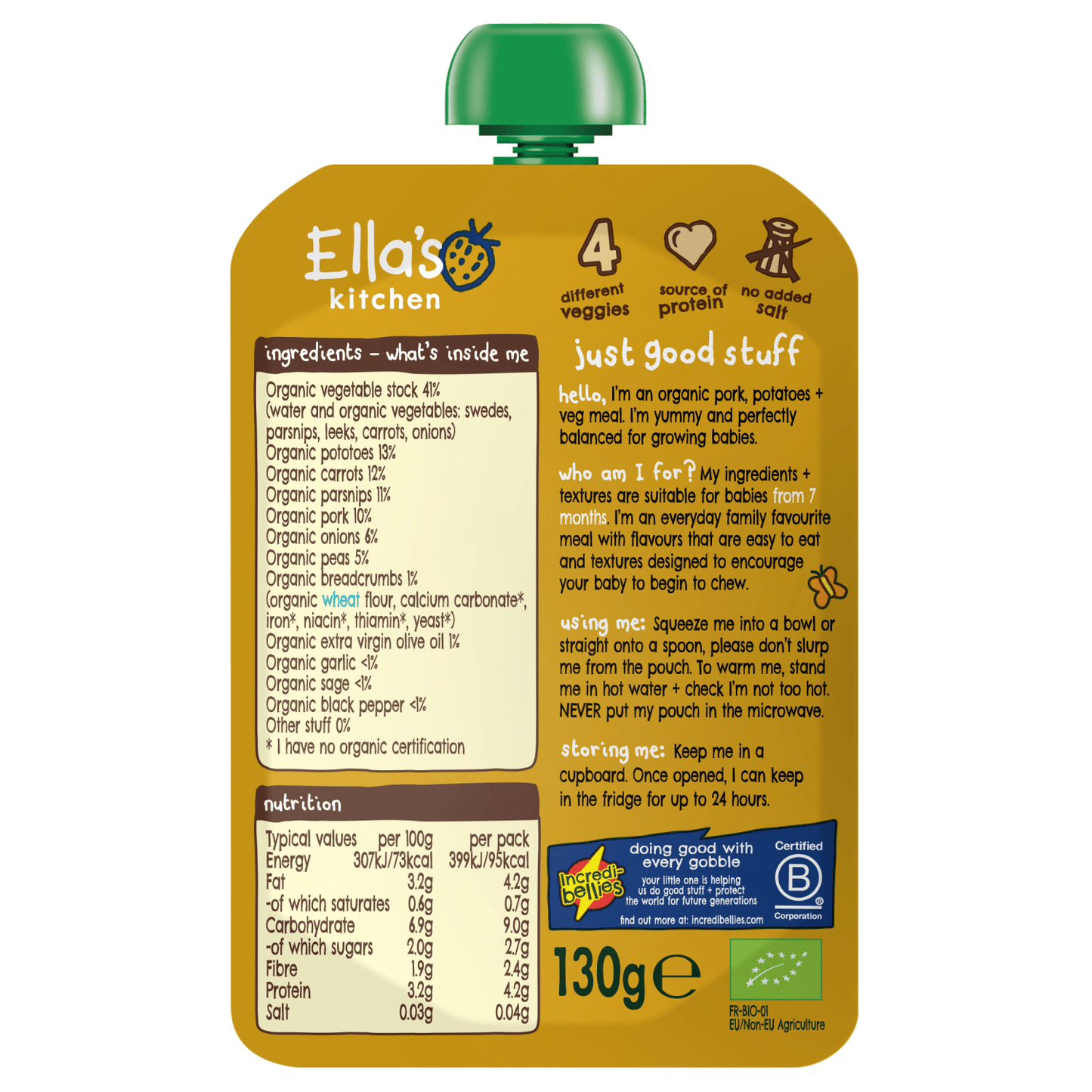 Ella's Kitchen Organic Bangers and Mash Baby Pouch 7+ Months 130g - UK Food & Drink - 5060107335103