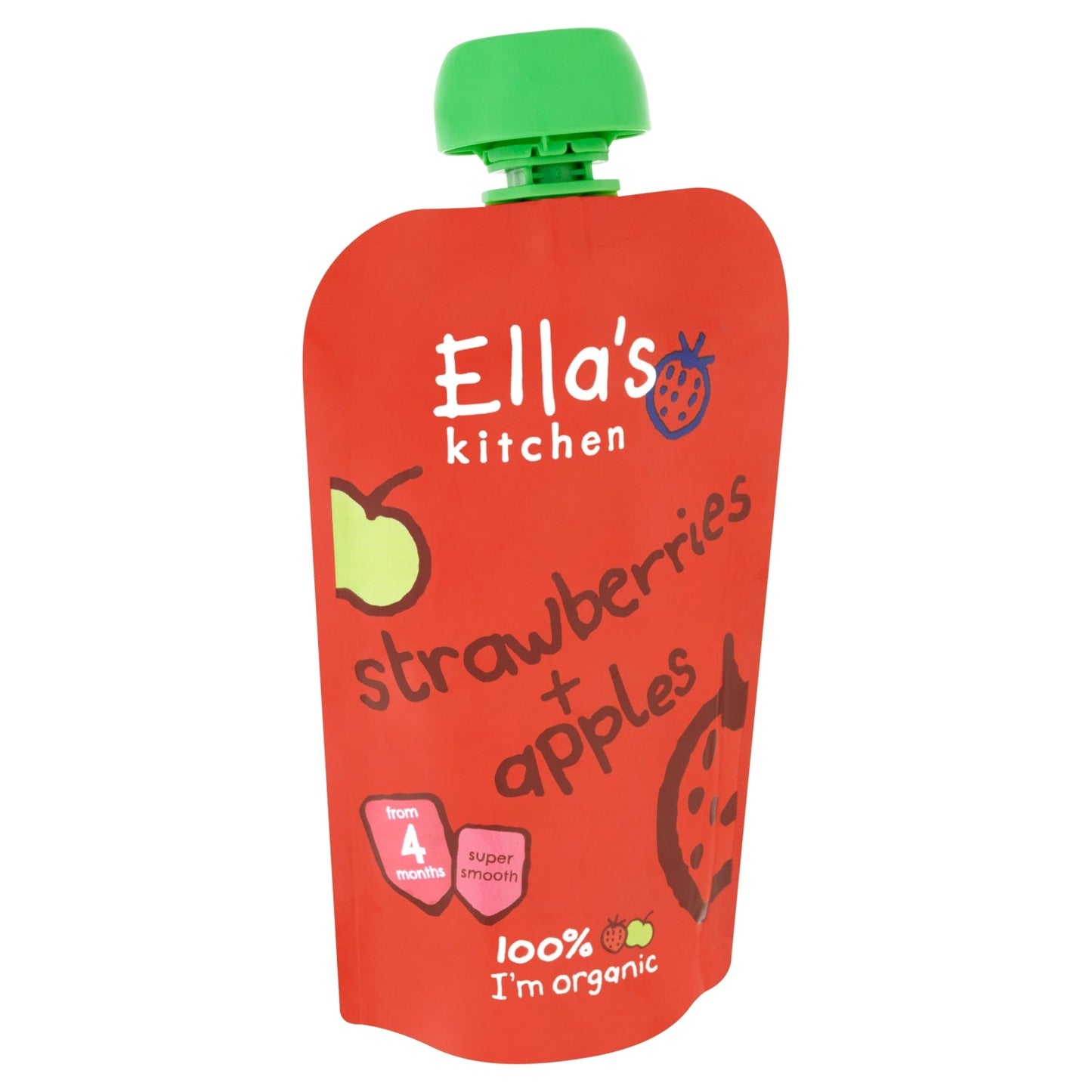 Ella's Kitchen Organic Strawberries and Apples Baby Pouch 4+ Months 120g - UK Food & Drink - 5060107330368