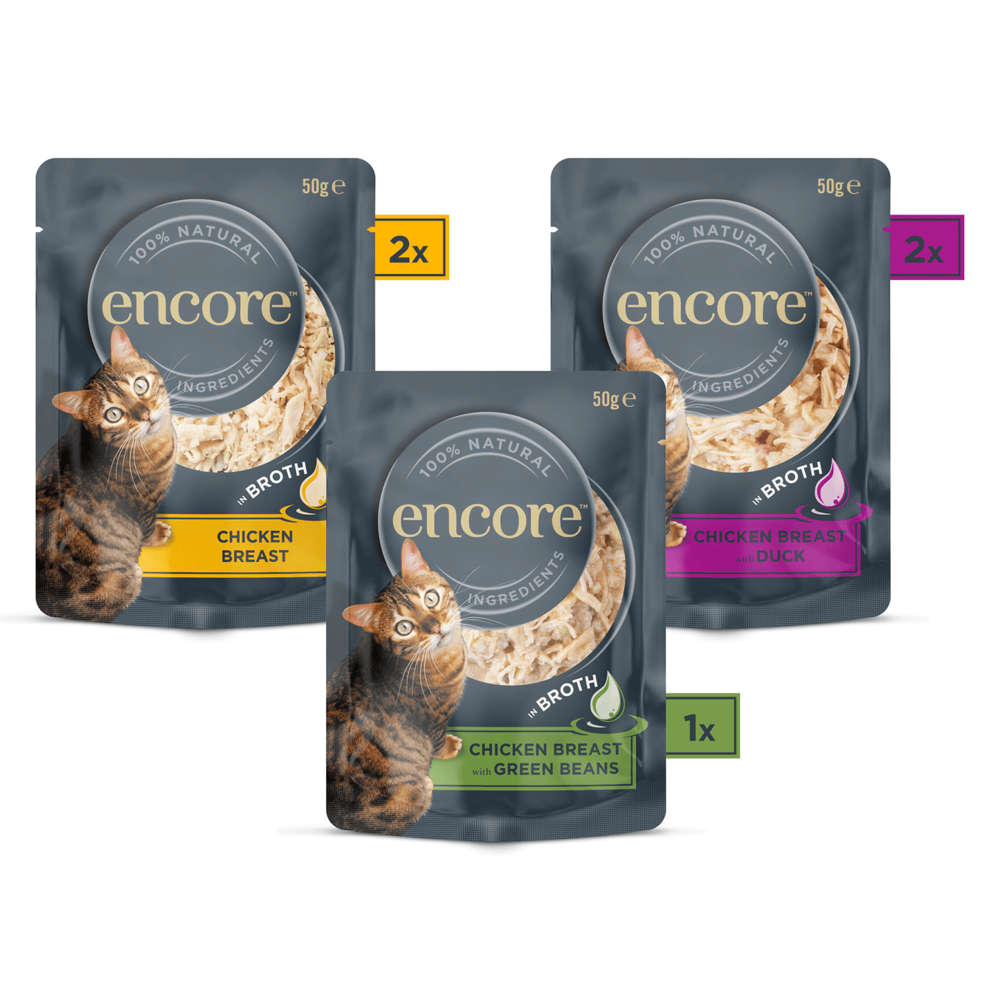 Encore Chicken Selection in Broth 5 x 50g - UK Food & Drink - 5060481897426