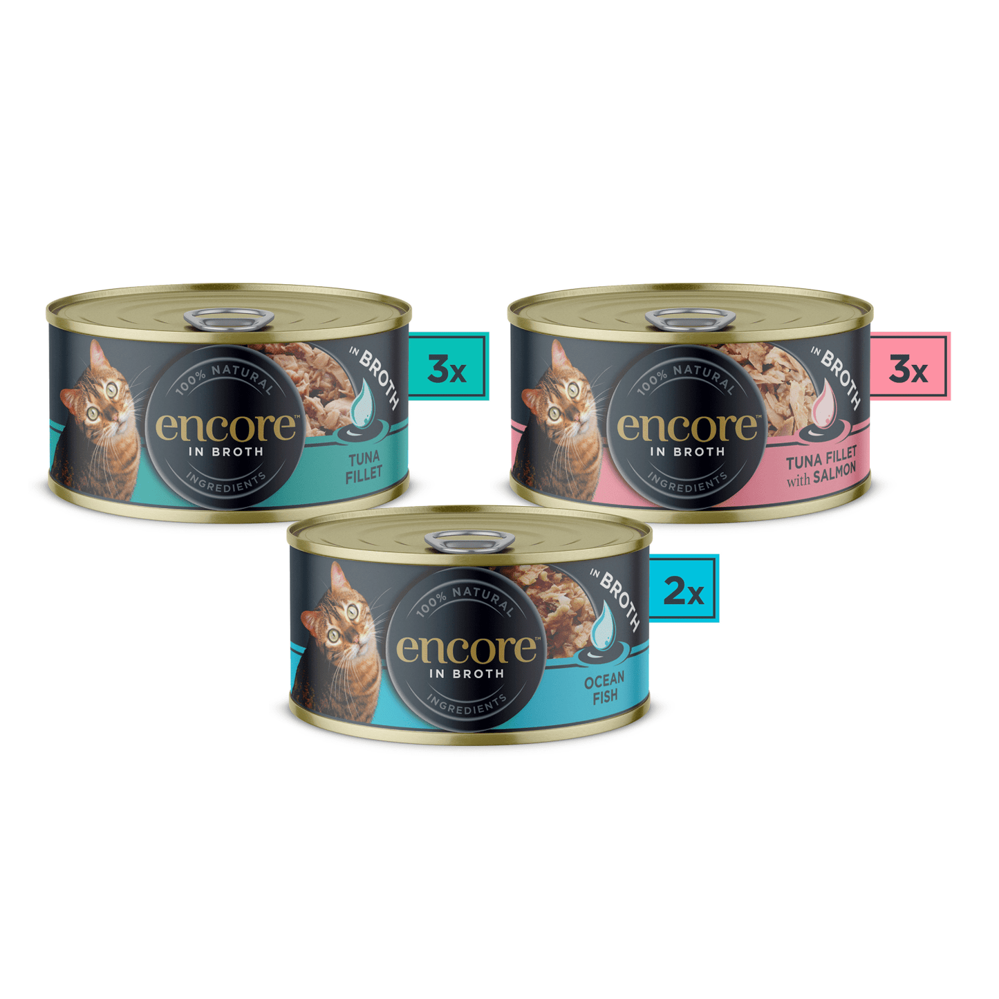 Encore Natural Wet Cat Food Fish Selection Broth 8 x 70g Tins - UK Food & Drink - 5060708560447