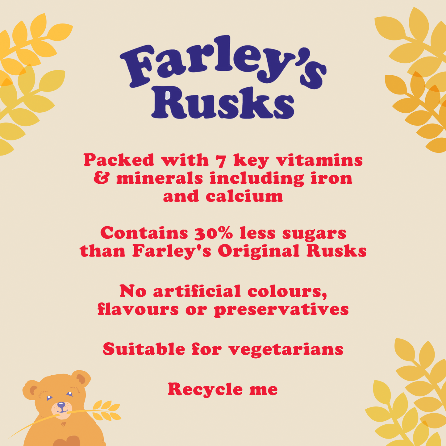 Farley's Rusks Reduced Sugar All Ages 4 - 6 Months Onwards 150g - UK Food & Drink - 5000218005656